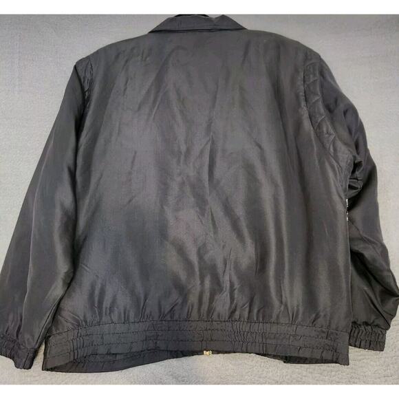Vintage Bocoo Black Full-Zip 80s 90s 100% Silk Jacket Windbreaker Lined M‎ Beads - Picture 2 of 10